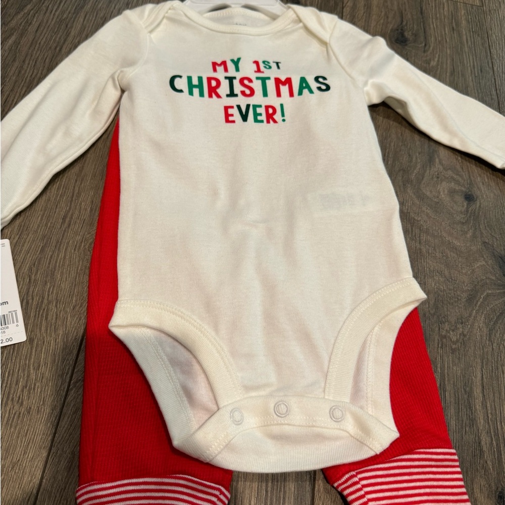 Carter's Cream and Red Christmas Bodysuit